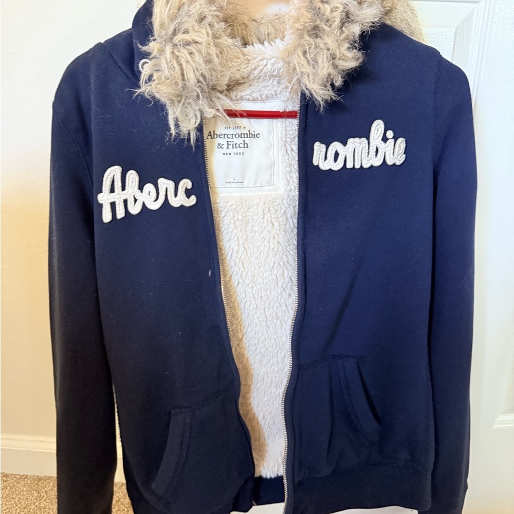 Abercrombie & Fitch Kids Navy Hoodie with Faux Fur